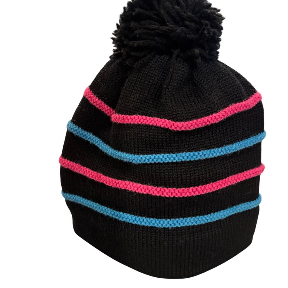 VTG 80s Hermans Wool Ski Hat Neon Pom Pom Beanie Apres Ski Gorpcore Streetwear